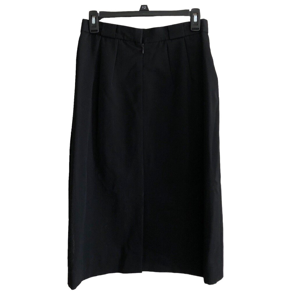 VTG Burberrys Black Wool Suit Womens Sz M Jacket Skirt Set 80s Classic Timeless - Picture 11 of 16